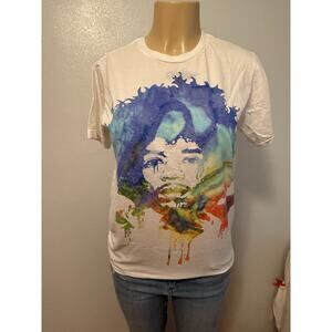 Bravado Psychedelic Rock Grapic T-Shirt Medium Watercolor Drip Art White Unisex